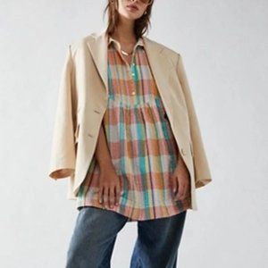 Free People | Multicolored Plaid Dreamers Madras Mini Dress | L